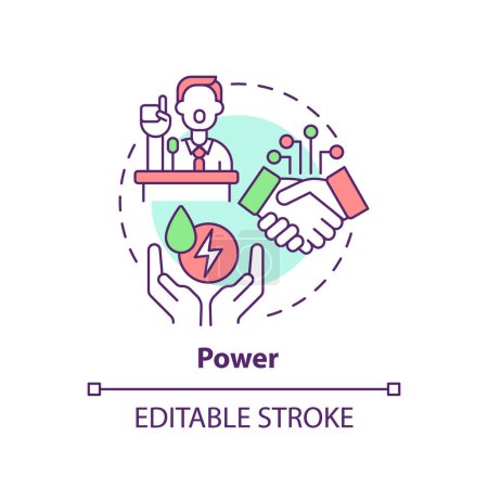 Power multi color concept icon. Aspect of social stratification. Social status. Influence and prestige. Round shape line illustration. Abstract idea. Graphic design. Easy to use in article