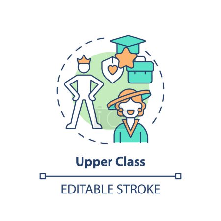 Upper class multi color concept icon. Class system. Richest members of society. Affluent lifestyle. Round shape line illustration. Abstract idea. Graphic design. Easy to use in article