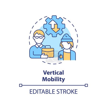 Vertical mobility multi color concept icon. Shift from lower class to middle class. Career and social ladder. Round shape line illustration. Abstract idea. Graphic design. Easy to use