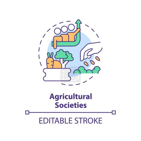 Agricultural society multi color concept icon. Agrarian community. Population growth. Crop production. Round shape line illustration. Abstract idea. Graphic design. Easy to use in article