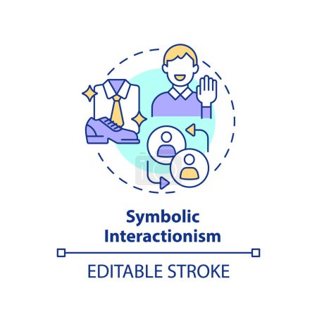 Symbolic interactionism multi color concept icon. Theory of social stratification. Self expression. Round shape line illustration. Abstract idea. Graphic design. Easy to use in article