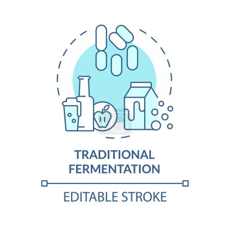 Traditional fermentation soft blue concept icon. Food production industry. Genetic modification. Round shape line illustration. Abstract idea. Graphic design. Easy to use in article, blog post