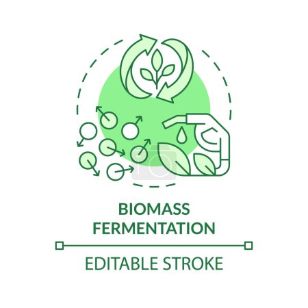 Biomasse fermentation icône concept vert. Procédé biotechnologique, protéines alternatives. Illustration de forme ronde. Idée abstraite. Conception graphique. Facile à utiliser dans l'article, billet de blog