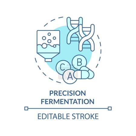 Precision fermentation soft blue concept icon. Pharmaceutical industry, food production. Round shape line illustration. Abstract idea. Graphic design. Easy to use in article, blog post