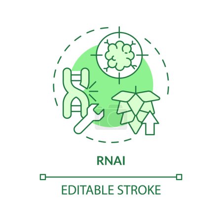 RNAi green concept icon. Rna interference. Genetic modification. Microorganism bioengineering. Round shape line illustration. Abstract idea. Graphic design. Easy to use in article, blog post