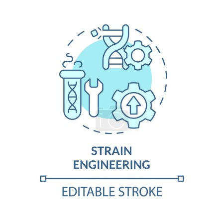 Strain engineering soft blue concept icon. Hybrid agriculture. Seed modification, bioengineering. Round shape line illustration. Abstract idea. Graphic design. Easy to use in article, blog post