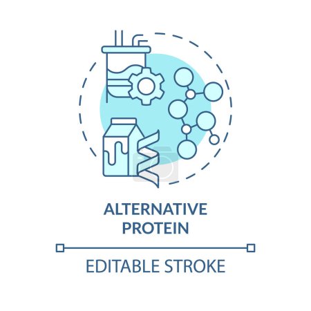 Alternatives Protein weiches blaues Konzeptsymbol. Tierfreie Lebensmittel, Milchprodukte. Anbau biologischer Materialien. Abbildung der runden Formlinie. Abstrakte Idee. Grafikdesign. Einfach zu bedienen in Blog-Post
