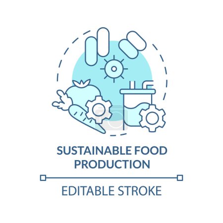 Icône concept bleu doux de production alimentaire durable. Normes de l'industrie alimentaire. Des protéines alternatives. Illustration de forme ronde. Idée abstraite. Conception graphique. Facile à utiliser dans l'article, billet de blog