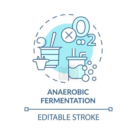Anaerobic fermentation soft blue concept icon. Cultivation technology, metabolic processes. Round shape line illustration. Abstract idea. Graphic design. Easy to use in article, blog post