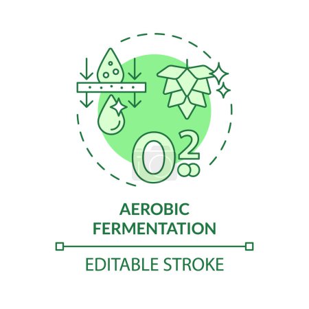 Aerobe Fermentation grünes Konzept Symbol. Landwirtschaftliche Bedingungen, Stoffwechselprozesse. Anbautechnologie. Abbildung der runden Formlinie. Abstrakte Idee. Grafikdesign. Einfach zu bedienen