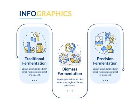 Agricultural fermentation rectangle infographic template. Data visualization with 3 steps. Editable timeline info chart. Workflow layout with line icons. Lato-Bold, Regular fonts used
