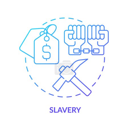 Ilustración de Esclavitud azul gradiente icono de concepto. Estratificación social. Privación de derechos humanos. La abolición de la esclavitud. Ilustración de línea de forma redonda. Una idea abstracta. Diseño gráfico. Fácil de usar en el artículo - Imagen libre de derechos
