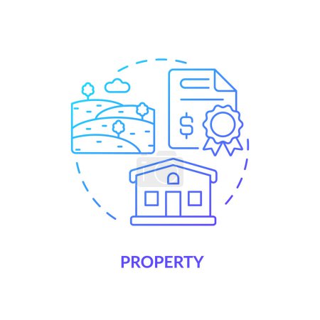 Property blue gradient concept icon. Factor of social stratification. House and land ownership. Living conditions. Round shape line illustration. Abstract idea. Graphic design. Easy to use in article