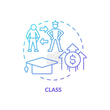 Class system blue gradient concept icon. Social stratification. Socioeconomic factors. Wealth inequality. Economic disparity. Round shape line illustration. Abstract idea. Graphic design