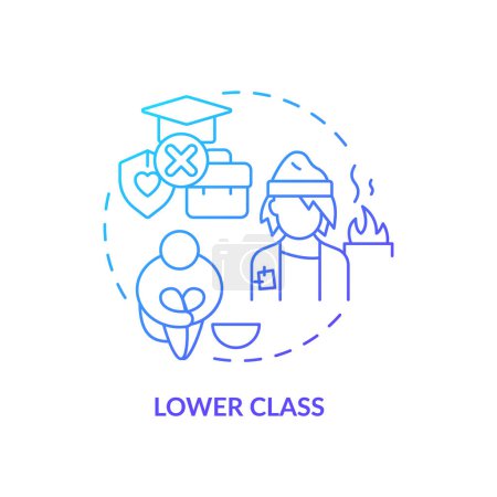 Lower class blue gradient concept icon. Social stratification. Unemployment. Class system. Economic disparity. Round shape line illustration. Abstract idea. Graphic design. Easy to use in article