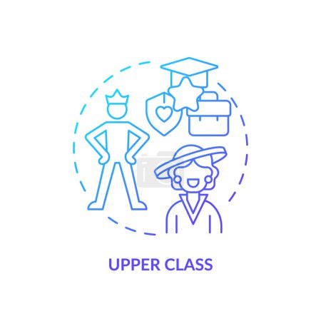 Upper class blue gradient concept icon. Class system. Richest members of society. Affluent lifestyle. Round shape line illustration. Abstract idea. Graphic design. Easy to use in article