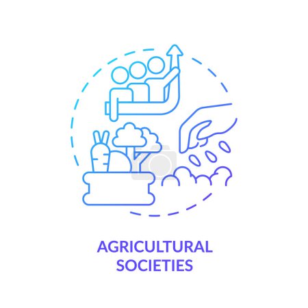 Agricultural society blue gradient concept icon. Agrarian community. Population growth. Crop production. Round shape line illustration. Abstract idea. Graphic design. Easy to use in article