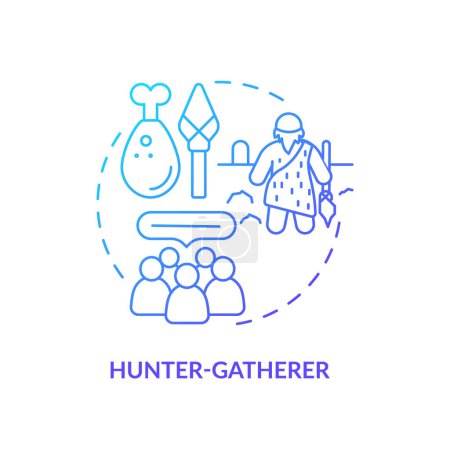 Hunter gatherer blue gradient concept icon. Type of society. Nomadic lifestyle. Social group. Tribal community. Round shape line illustration. Abstract idea. Graphic design. Easy to use in article