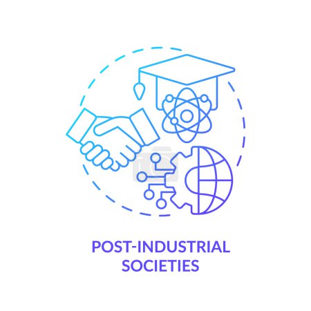 Post industrial societies blue gradient concept icon. Technological progress. Service sector development. Round shape line illustration. Abstract idea. Graphic design. Easy to use in article