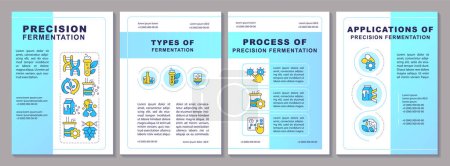 Precision fermentation technology brochure template. Leaflet design with linear icons. Editable 4 vector layouts for presentation, annual reports. Arial-Black, Myriad Pro-Regular fonts used