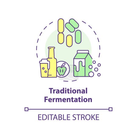 Traditional fermentation multi color concept icon. Food production industry. Genetic modification. Round shape line illustration. Abstract idea. Graphic design. Easy to use in article, blog post