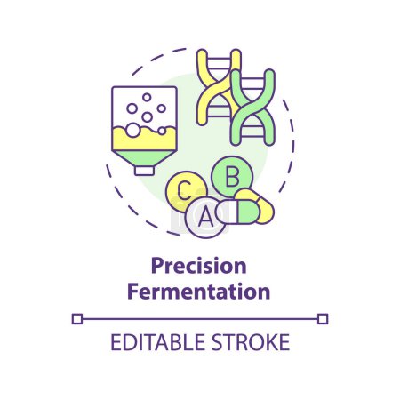 Precision fermentation multi color concept icon. Pharmaceutical industry, food production. Round shape line illustration. Abstract idea. Graphic design. Easy to use in article, blog post