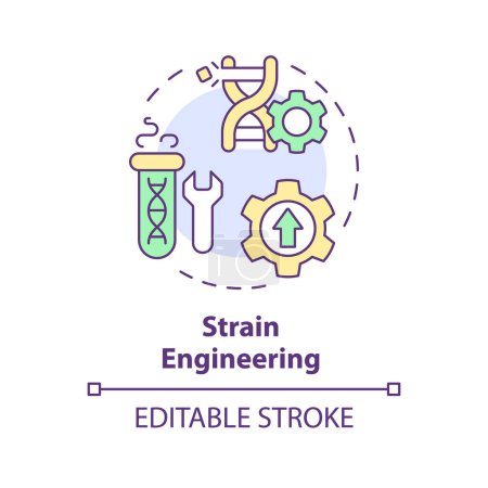Strain Engineering Multi-Color-Konzept Symbol. Hybridlandwirtschaft. Saatgutmodifizierung, Biotechnologie. Abbildung der runden Formlinie. Abstrakte Idee. Grafikdesign. Einfach zu bedienen in Artikel, Blog-Post