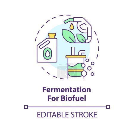 Fermentation für Biokraftstoff Mehrfarbkonzept Symbol. Bioethanolproduktion. Veredelung organischer Materialien. Abbildung der runden Formlinie. Abstrakte Idee. Grafikdesign. Einfach zu bedienen in Artikel, Blog-Post