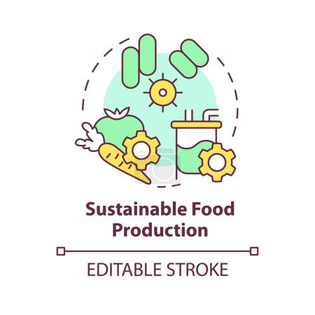Sustainable food production multi color concept icon. Food industry standards. Alternative proteins. Round shape line illustration. Abstract idea. Graphic design. Easy to use in article, blog post