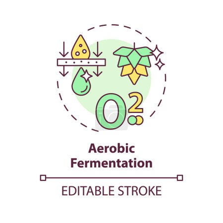 Aerobe Fermentation Multi-Color-Konzept Symbol. Landwirtschaftliche Bedingungen, Stoffwechselprozesse. Anbautechnologie. Abbildung der runden Formlinie. Abstrakte Idee. Grafikdesign. Einfach zu bedienen