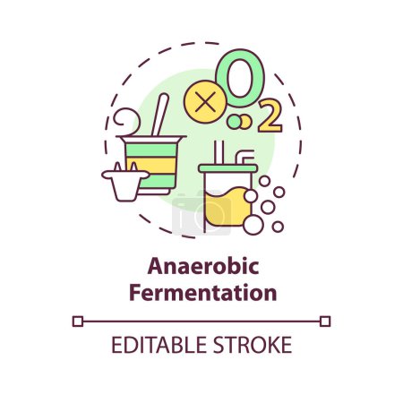 Anaerobic fermentation multi color concept icon. Cultivation technology, metabolic processes. Round shape line illustration. Abstract idea. Graphic design. Easy to use in article, blog post