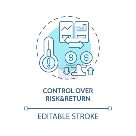 Control over risk and return soft blue concept icon. Safer, lower-interest loans. P2P lending platforms. Round shape line illustration. Abstract idea. Graphic design. Easy to use in marketing