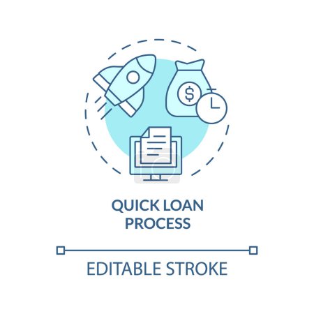 Quick loan process soft blue concept icon. Loan application on P2P platform. Online application form. Round shape line illustration. Abstract idea. Graphic design. Easy to use in marketing