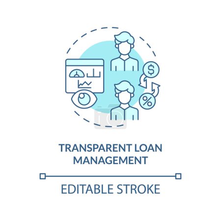 Transparent loan management soft blue concept icon. Loan options, interest rates, and fees. P2P lending. Round shape line illustration. Abstract idea. Graphic design. Easy to use in marketing
