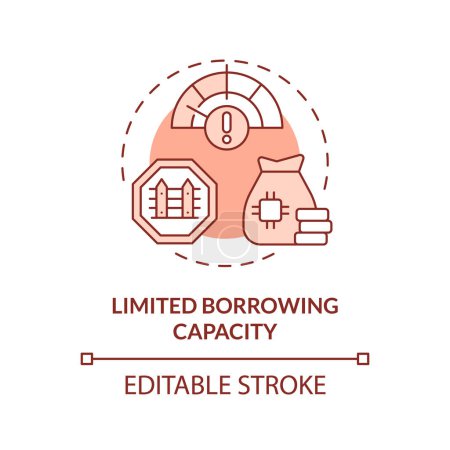 Limited borrowing capacity red concept icon. Limits on amount of money borrowers. Round shape line illustration. Abstract idea. Graphic design. Easy to use in marketing