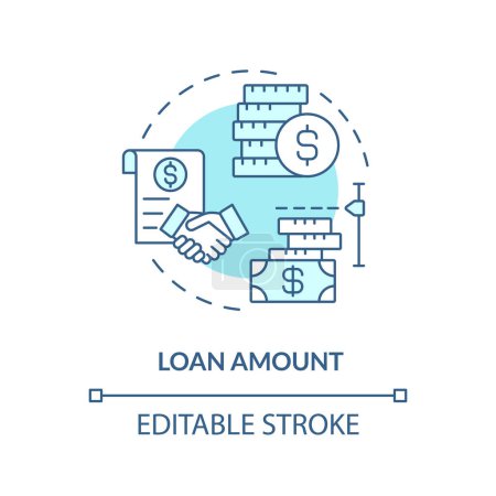 Loan amount soft blue concept icon. Borrowing money. Deal between borrower and lender. P2P platform. Round shape line illustration. Abstract idea. Graphic design. Easy to use in marketing