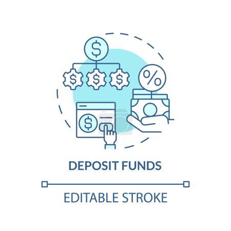 Deposit funds soft blue concept icon. Diversifying investments. Allocating investments. Round shape line illustration. Abstract idea. Graphic design. Easy to use in marketing