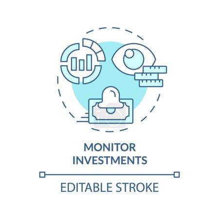 Monitor investment soft blue concept icon. Receive payments. Invested in loans and monitor performance. Round shape line illustration. Abstract idea. Graphic design. Easy to use in marketing