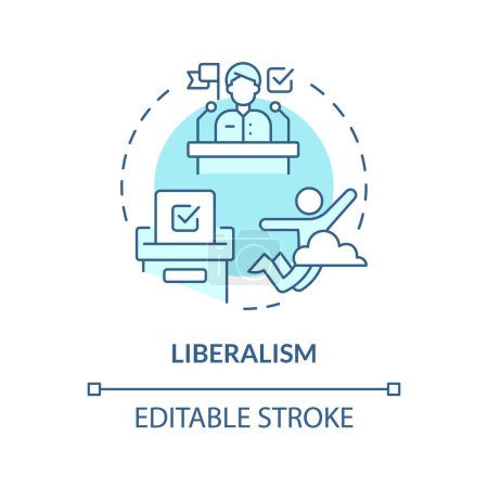 Liberalism ideology soft blue concept icon. Political idea, individual rights. Press freedom, free of speech. Round shape line illustration. Abstract idea. Graphic design. Easy to use