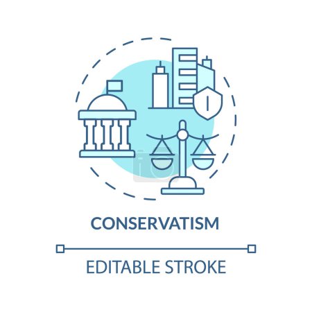 Conservatism ideology soft blue concept icon. Political idea, economy regulation. Traditional values, free market. Round shape line illustration. Abstract idea. Graphic design. Easy to use