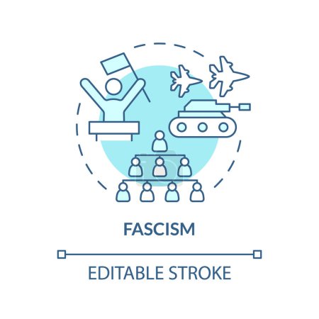 Illustration for Faschism ideology soft blue concept icon. Militaristic politic, dictatorship regime. Discrimination policy, autocracy. Round shape line illustration. Abstract idea. Graphic design. Easy to use - Royalty Free Image
