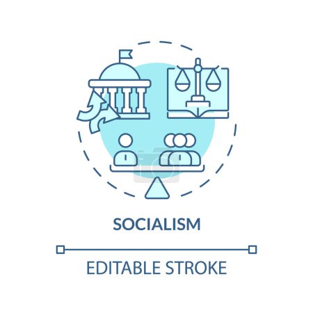 Socialism ideology soft blue concept icon. Collective economy planning. Authoritarian political structure. Round shape line illustration. Abstract idea. Graphic design. Easy to use