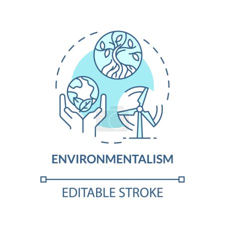 Environmentalism political movement soft blue concept icon. Preservation nature politics. Pollution control, biodiversity. Round shape line illustration. Abstract idea. Graphic design. Easy to use