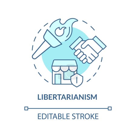Libertarismus Ideologie weiche blaue Konzept-Ikone. Individuelle Freiheitsrechte, Autonomie. Wirtschaftlicher Wohlstand, freier Markt. Abbildung der runden Formlinie. Abstrakte Idee. Grafikdesign. Einfach zu bedienen