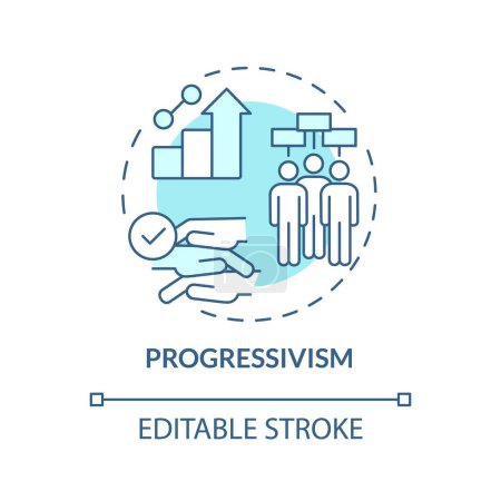 Progressivism ideology soft blue concept icon. Human rights. Social institution, rule of law. Constitution authority. Round shape line illustration. Abstract idea. Graphic design. Easy to use