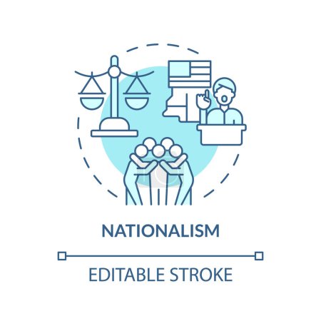 Nationalism political movement soft blue concept icon. Government regulation ideology. Patriotism traditional values. Round shape line illustration. Abstract idea. Graphic design. Easy to use