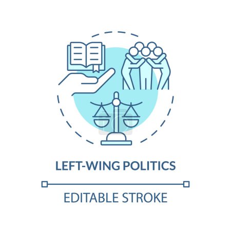 Left-wing politics soft blue concept icon. Progressive reforms. Individual freedom rights, equality. Economic prosperity. Round shape line illustration. Abstract idea. Graphic design. Easy to use