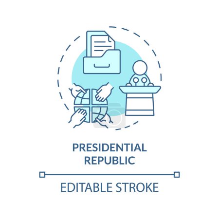 Presidential republic soft blue concept icon. Branches government, constitution authority. Democratic ballot system. Round shape line illustration. Abstract idea. Graphic design. Easy to use