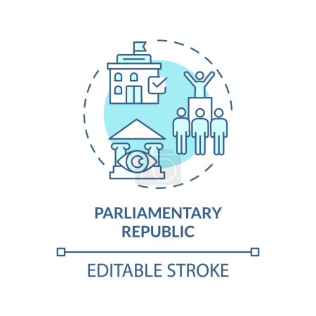 Parliamentary republic soft blue concept icon. Federal government policy. Political parties, senate lawmakers. Round shape line illustration. Abstract idea. Graphic design. Easy to use