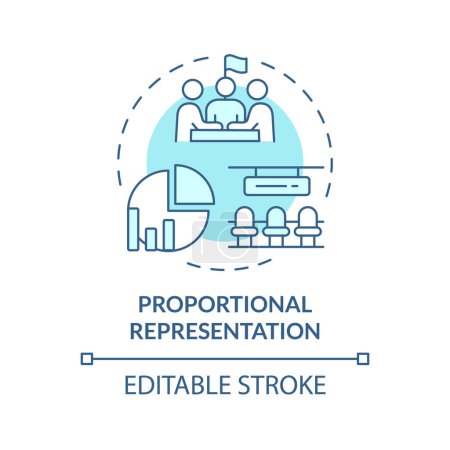 Proportional representation soft blue concept icon. Vote proportion ballot system. Election voting, candidate selection. Round shape line illustration. Abstract idea. Graphic design. Easy to use